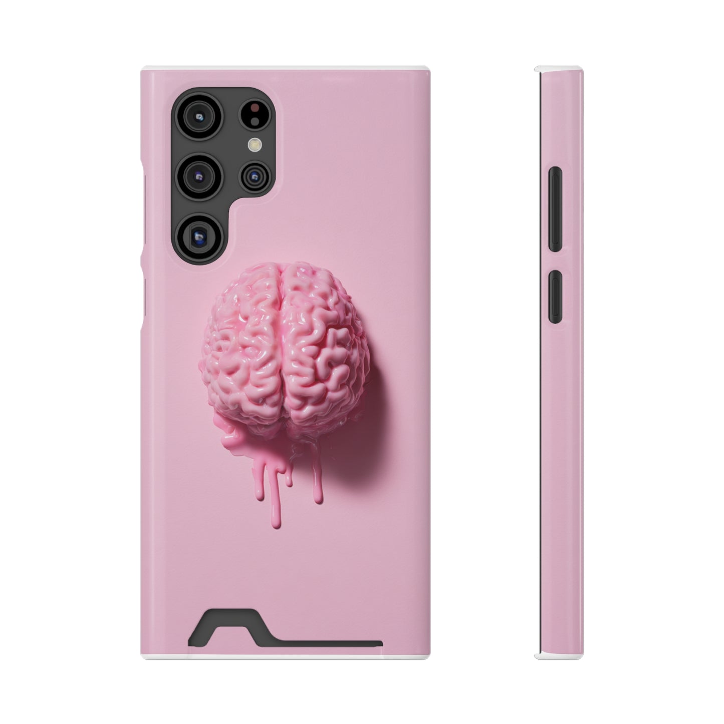 Brain Design Phone Case With Card Holder, Cute Tech Accessory, Unique Gift for Students, Stylish Phone Protection, Valentine's Day, Birthday