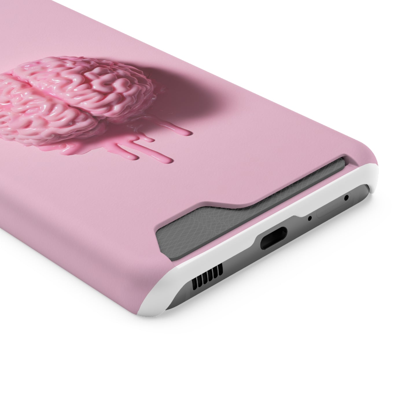 Brain Design Phone Case With Card Holder, Cute Tech Accessory, Unique Gift for Students, Stylish Phone Protection, Valentine's Day, Birthday