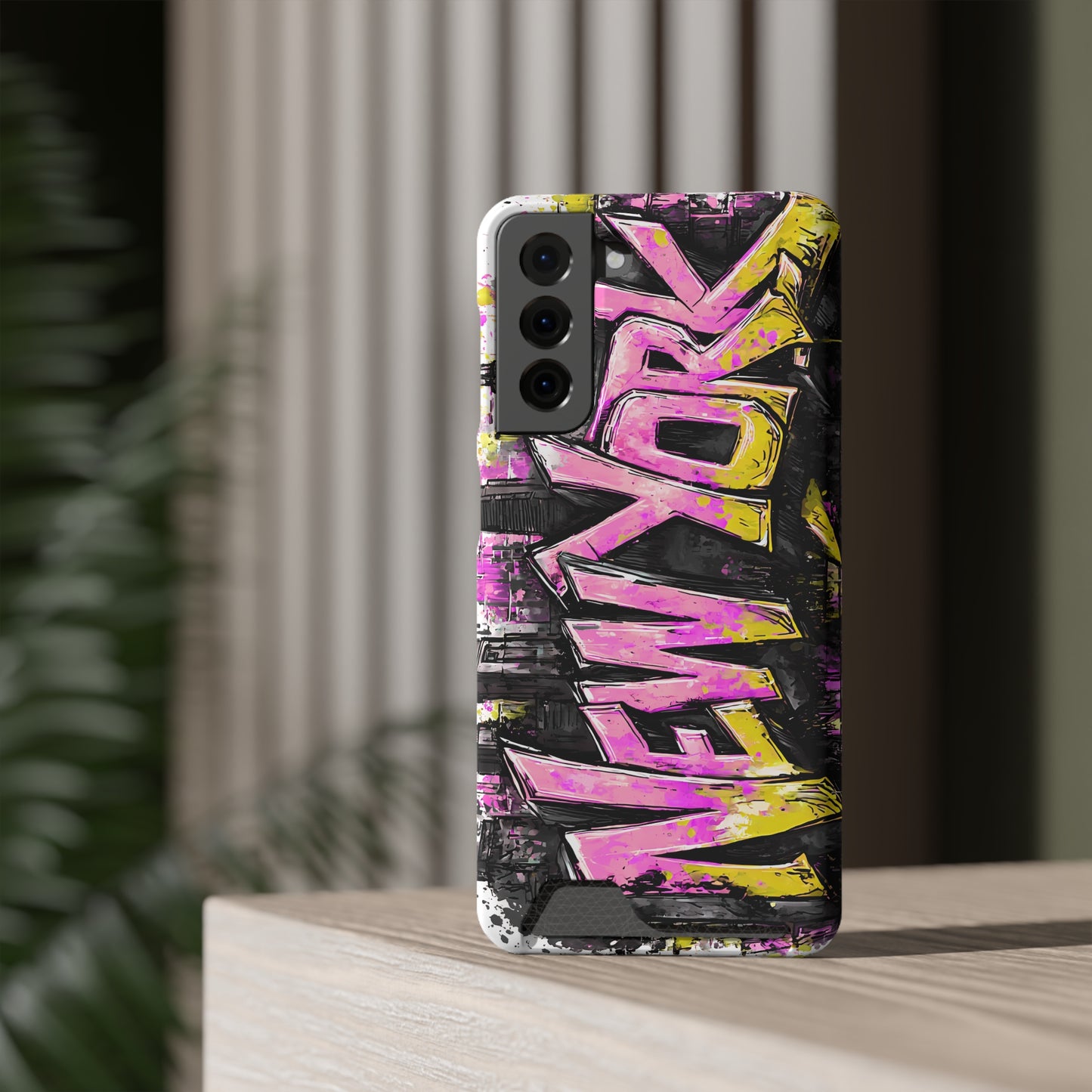 Urban Graffiti Phone Case with Card Holder, NY Street Art Phone Protection, Trendy Accessory, Gifts for City Lovers, Unique Tech Gift