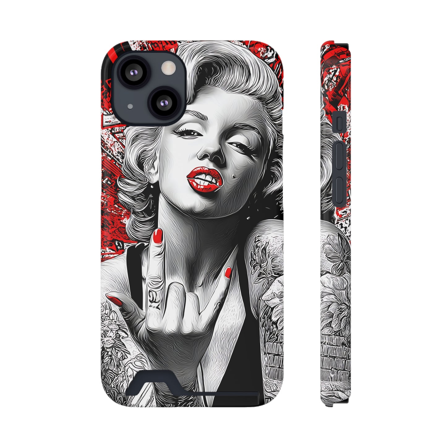 Bold Marilyn Monroe Phone Case with Card Holder, Stylish Phone Cover, Unique Gift for Her, Pop Culture Accessory, Modern Art Decor