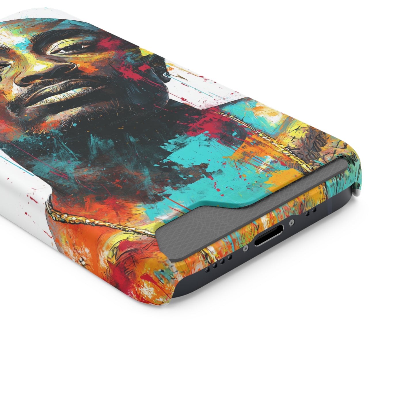 Vibrant Phone Case with Card Holder, Abstract Art Phone Cover, Stylish Smartphone Case, Unique Gift for Music Lovers, Hip-Hop Inspired Case
