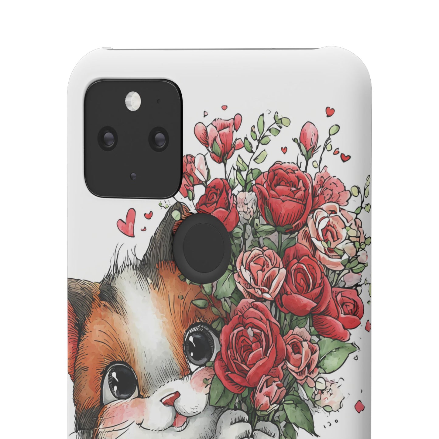 Cute Cat Snap Case with Floral Design, Pet Lovers Gift, Phone Protector for Valentine's Day, Cute Kitty Case, Animal Art Cover