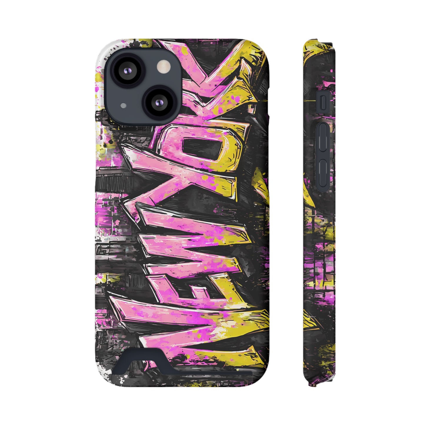 Urban Graffiti Phone Case with Card Holder, NY Street Art Phone Protection, Trendy Accessory, Gifts for City Lovers, Unique Tech Gift
