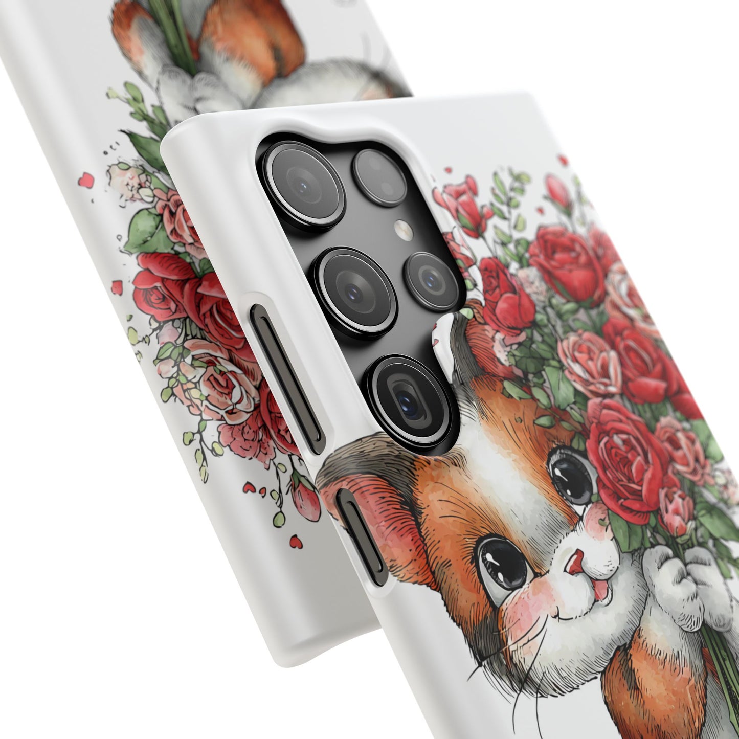 Cute Cat Snap Case with Floral Design, Pet Lovers Gift, Phone Protector for Valentine's Day, Cute Kitty Case, Animal Art Cover
