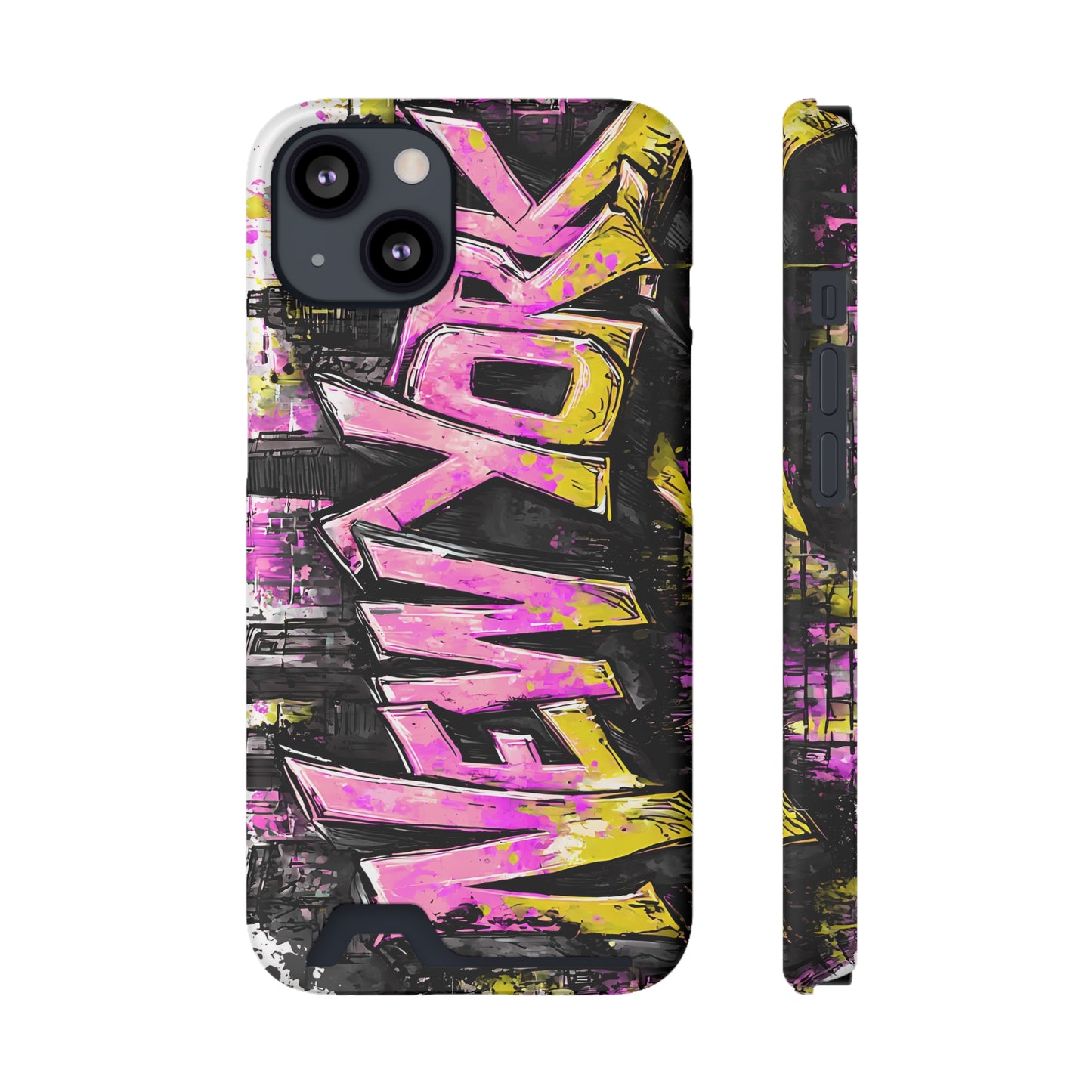 Urban Graffiti Phone Case with Card Holder, NY Street Art Phone Protection, Trendy Accessory, Gifts for City Lovers, Unique Tech Gift