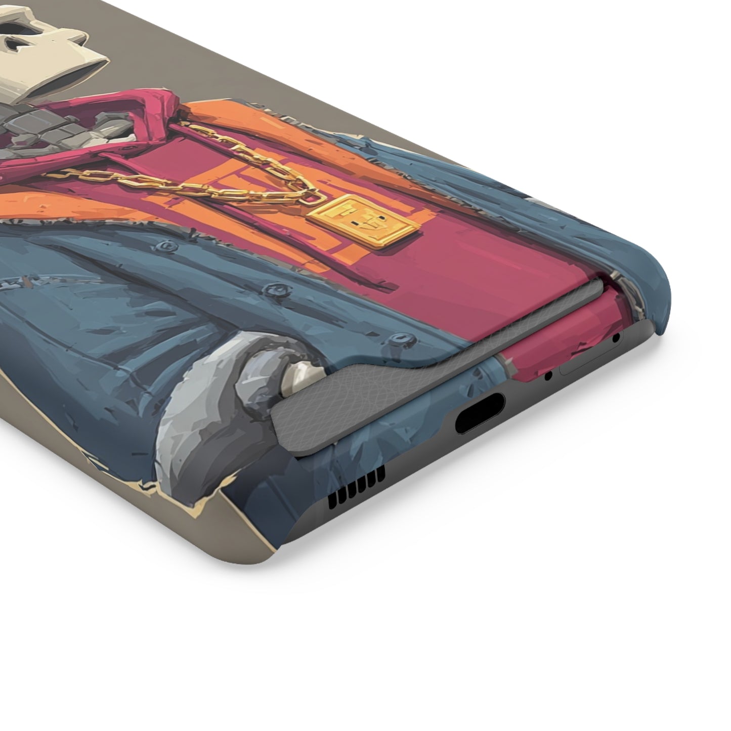 Stylish Skeleton Phone Case with Card Holder, Trendy Skull Case, Unique Gift for Tech Lovers, Halloween Decor, Everyday Use