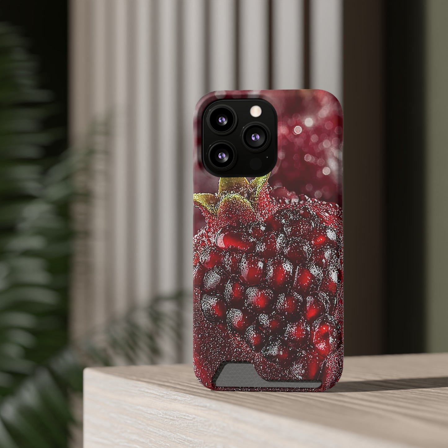 Pomegranate Phone Case with Card Holder, Durable Cover for Vegan Lovers, Fun Gift for Fruit Enthusiasts, Cute Accessory for Everyday Use