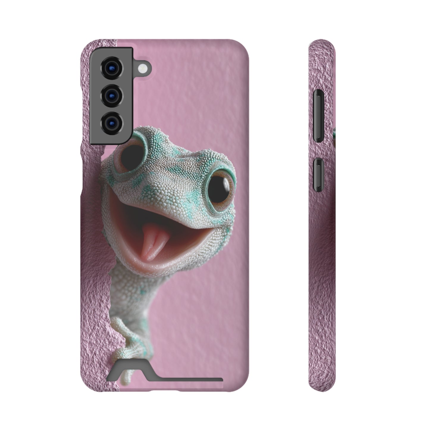 Fun Gecko Phone Case with Card Holder, Cute Cell Phone Accessory, Animal Lover Gift, Party Favor, Unique Phone Cover
