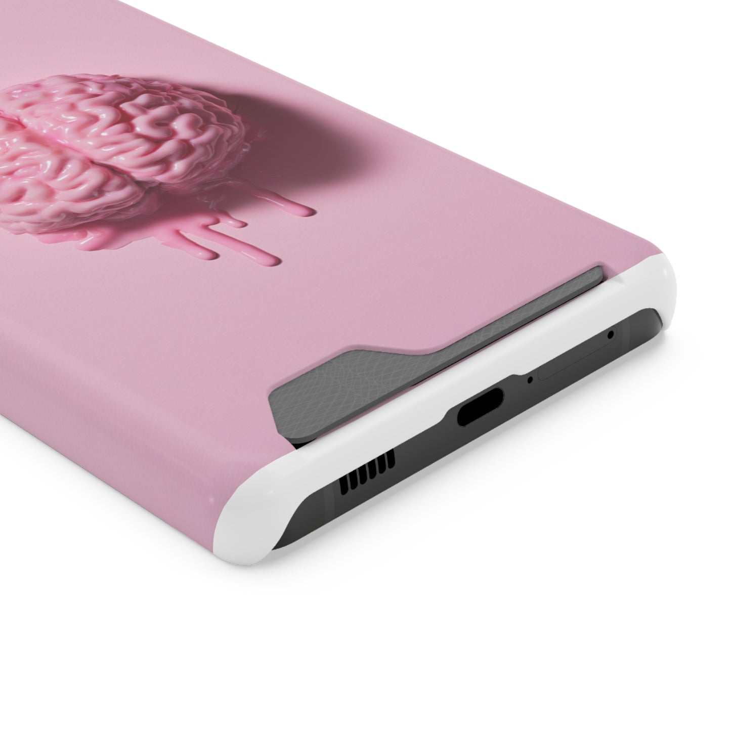 Brain Design Phone Case With Card Holder, Cute Tech Accessory, Unique Gift for Students, Stylish Phone Protection, Valentine's Day, Birthday