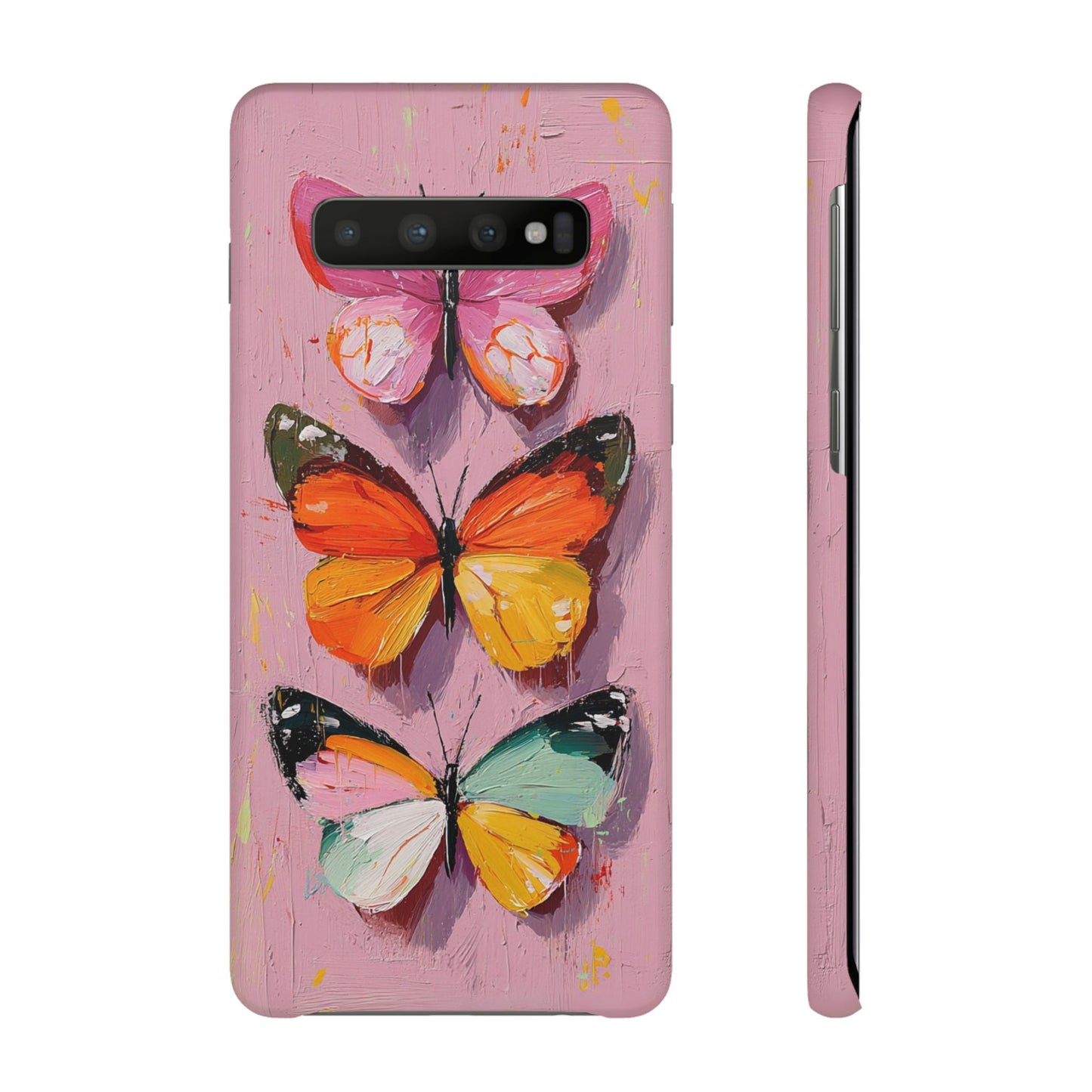 Pink Butterfly Snap Case Cover For iPhone and Samsung