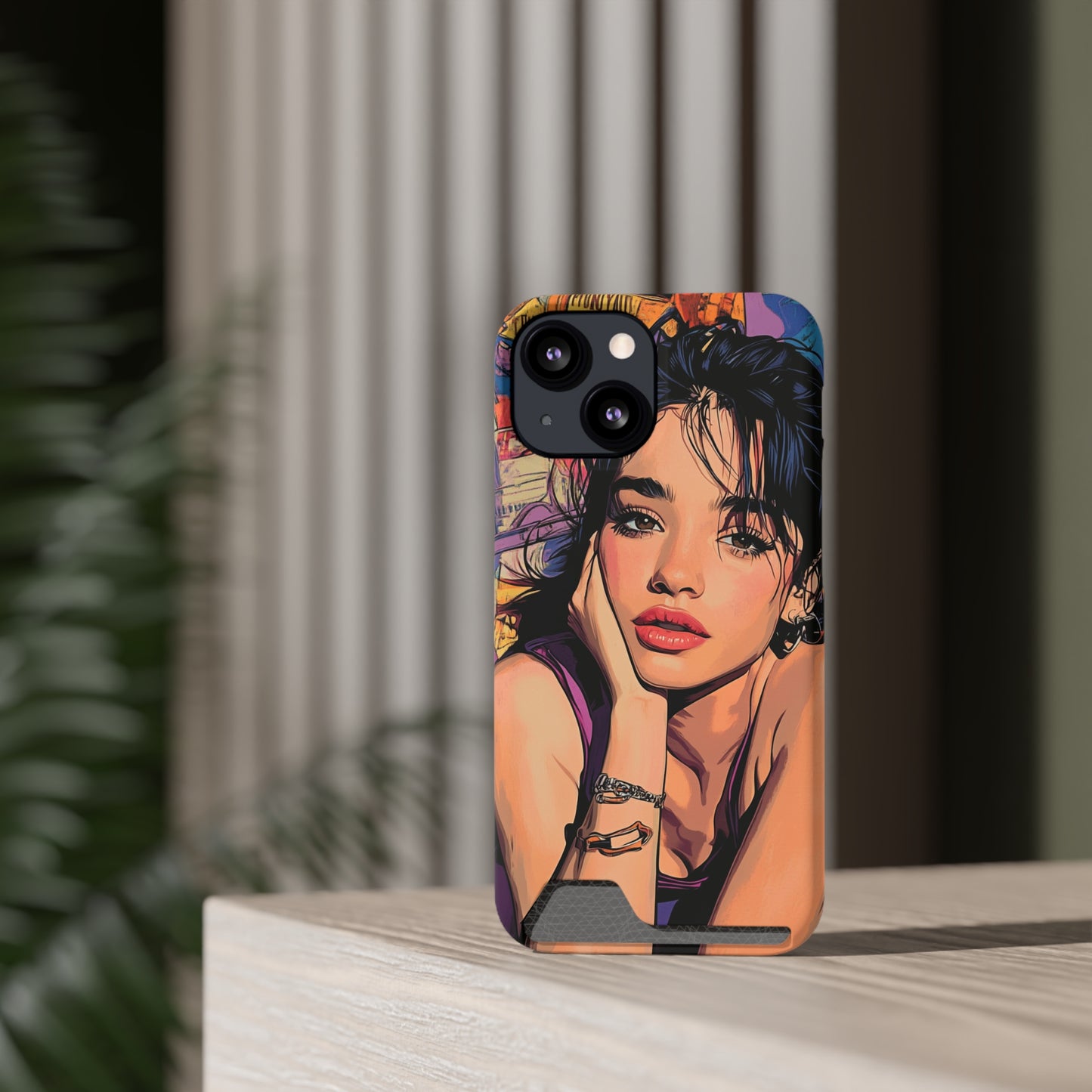 Vibrant Phone Case with Card Holder - Artistic Design for Fashion Lovers, Perfect Gift for Birthdays, Holidays, and Everyday Use