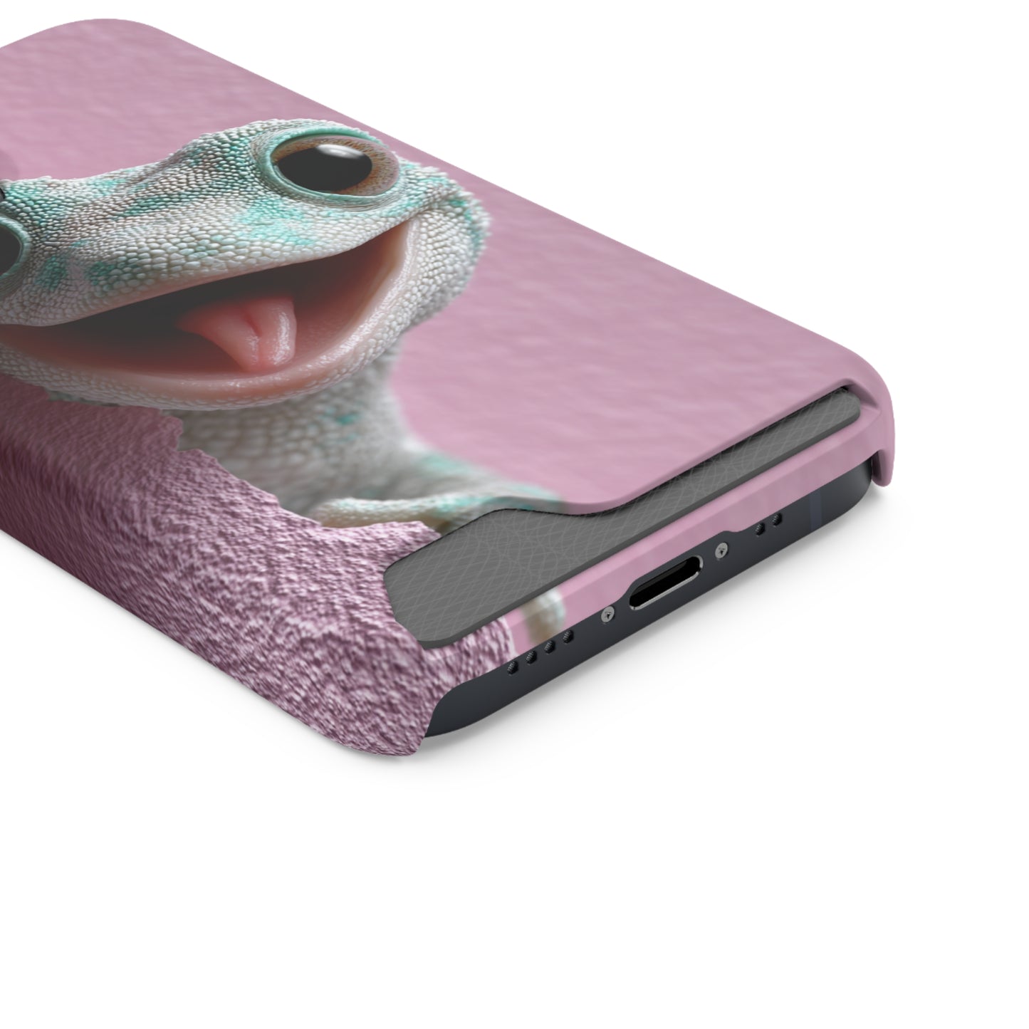 Fun Gecko Phone Case with Card Holder, Cute Cell Phone Accessory, Animal Lover Gift, Party Favor, Unique Phone Cover