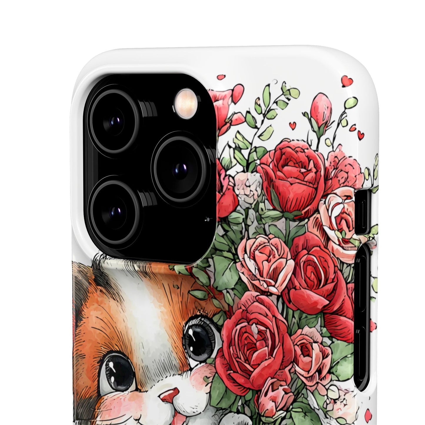 Cute Cat Snap Case with Floral Design, Pet Lovers Gift, Phone Protector for Valentine's Day, Cute Kitty Case, Animal Art Cover