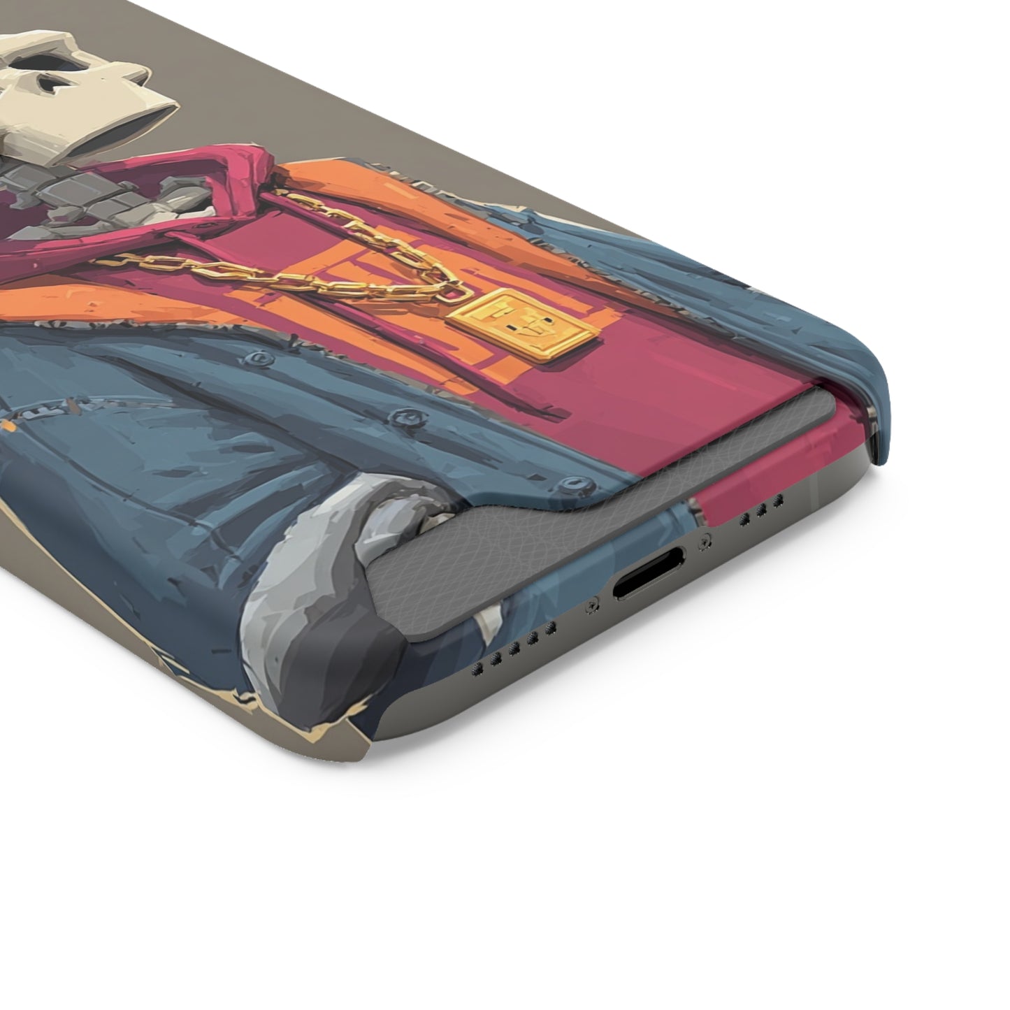 Stylish Skeleton Phone Case with Card Holder, Trendy Skull Case, Unique Gift for Tech Lovers, Halloween Decor, Everyday Use