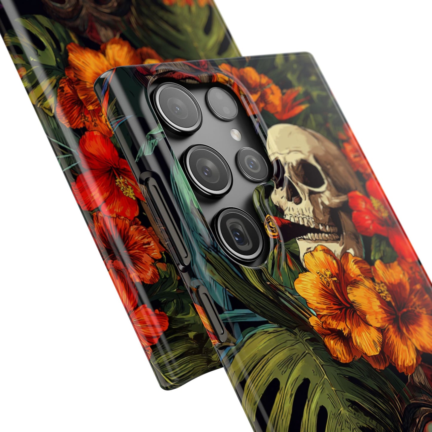 Tropical Skull Phone Case - Vibrant Floral Design, Skull Case for iPhone, Unique Tropical Art, Gift for Beach Lovers, Halloween Decor
