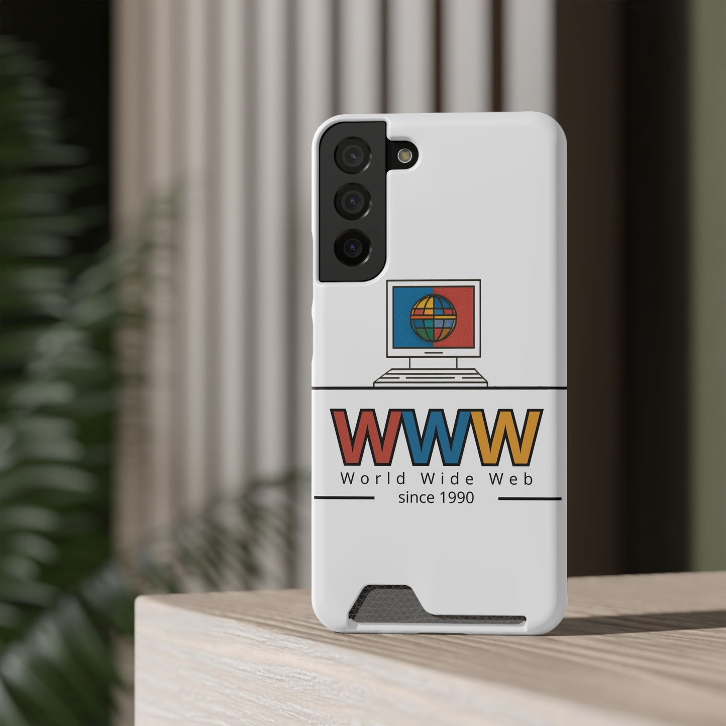 Retro Phone Case with Card Holder - World Wide Web Design, Geek Gift, Tech Accessory, Vintage Style, Personalized Phone Cover