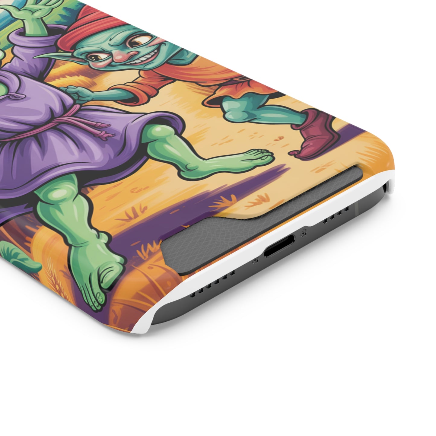 Playful Alien Phone Case with Card Holder | Cute Green Characters | Gift for Kids, Sci-Fi Fanatic, Birthday Fun, Unique Design