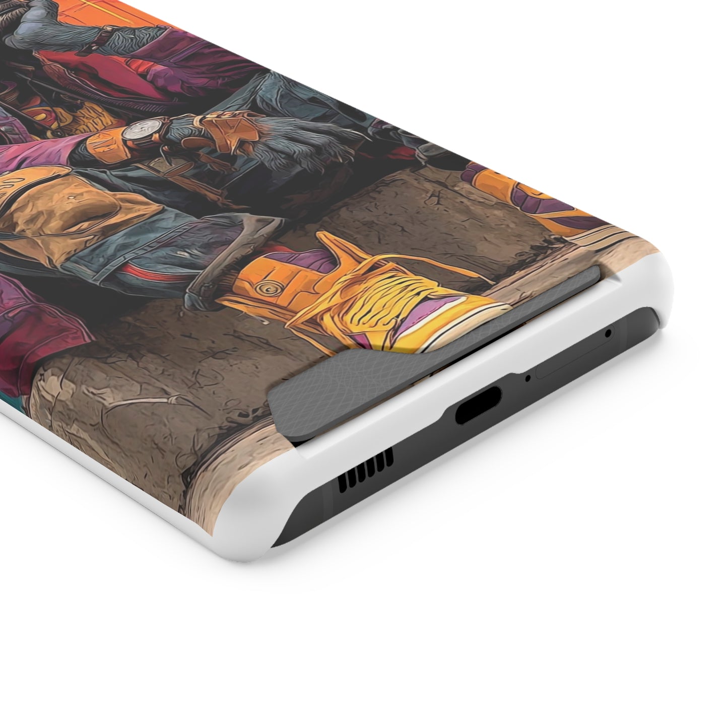 Stylish Phone Case With Card Holder, Trendy Mobile Accessory, Urban Art, Perfect Gift for Teens, Cool Gadget for Everyday Use
