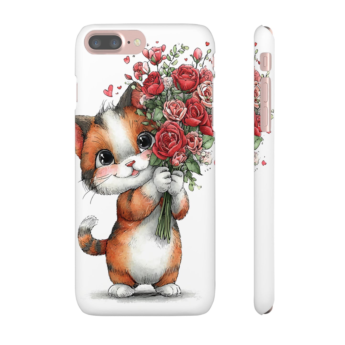 Cute Cat Snap Case with Floral Design, Pet Lovers Gift, Phone Protector for Valentine's Day, Cute Kitty Case, Animal Art Cover
