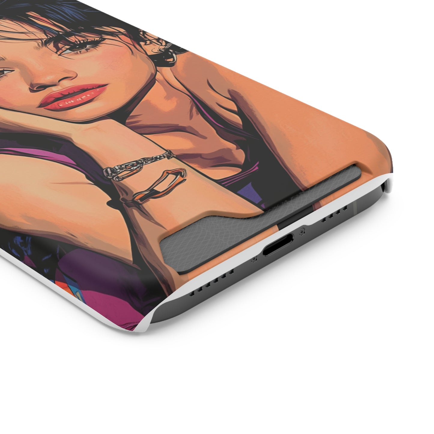 Vibrant Phone Case with Card Holder - Artistic Design for Fashion Lovers, Perfect Gift for Birthdays, Holidays, and Everyday Use