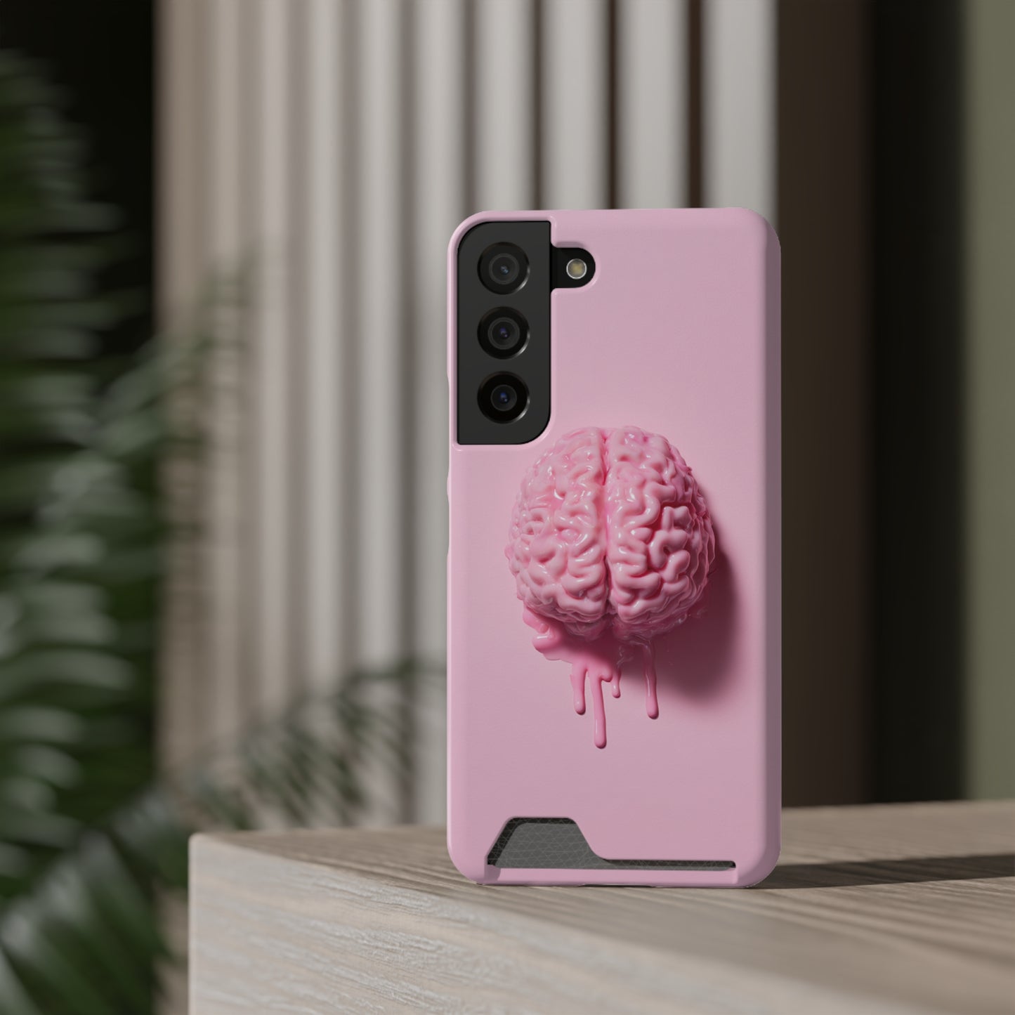 Brain Design Phone Case With Card Holder, Cute Tech Accessory, Unique Gift for Students, Stylish Phone Protection, Valentine's Day, Birthday