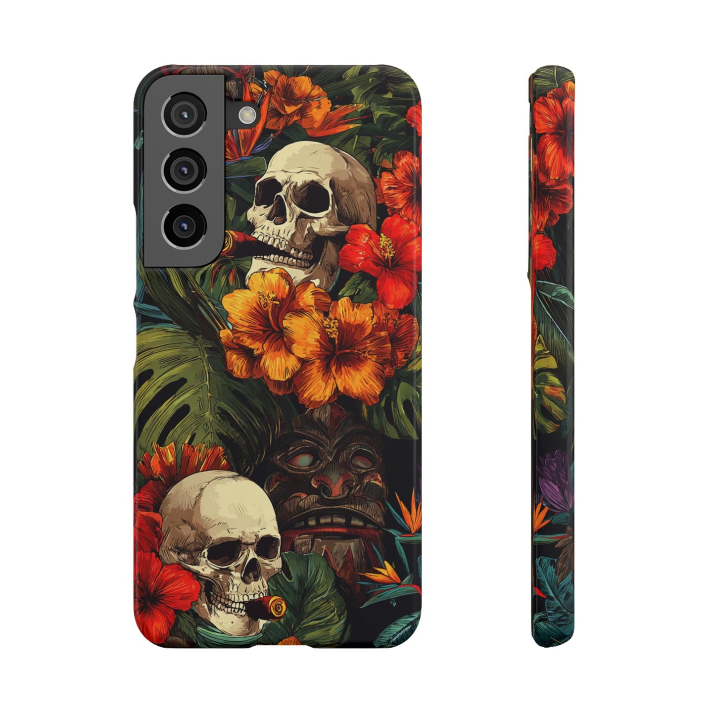 Tropical Skull Phone Case - Vibrant Floral Design, Skull Case for iPhone, Unique Tropical Art, Gift for Beach Lovers, Halloween Decor