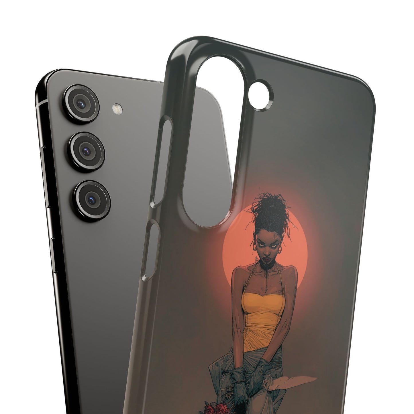 Creepy Vampire Girl Snap Case, Halloween Style iPhone Samsung Cover, Spooky Gothic Phone Accessories, Scary Horror Character Device