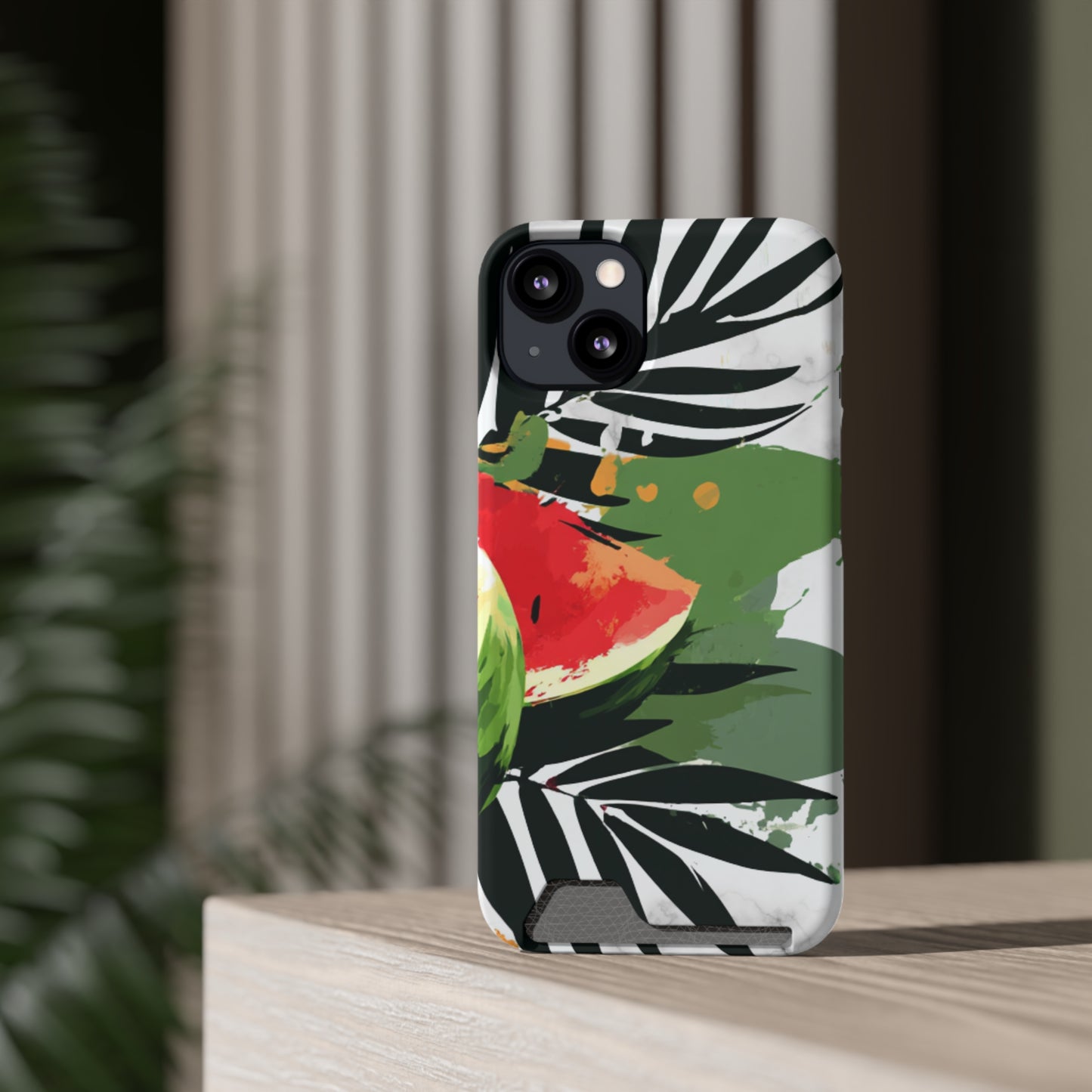 Tropical Phone Case with Card Holder, Floral Smartphone Cover, Summery Accessory, Gift for Beach Lovers, Vacation Essentials