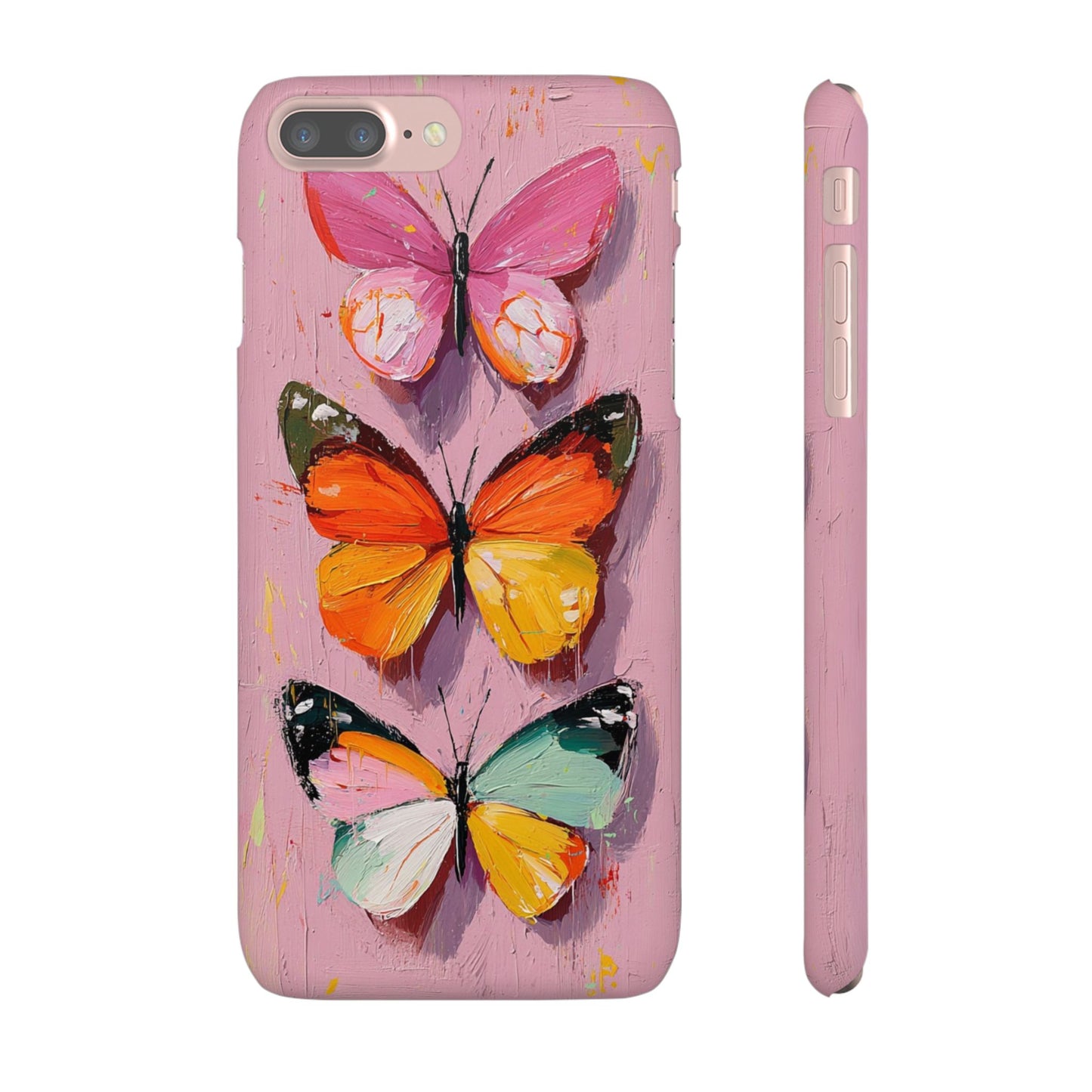 Pink Butterfly Snap Case Cover For iPhone and Samsung
