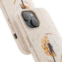 Eco-friendly biodegradable phone case with colorful floral design made from plant-based materials