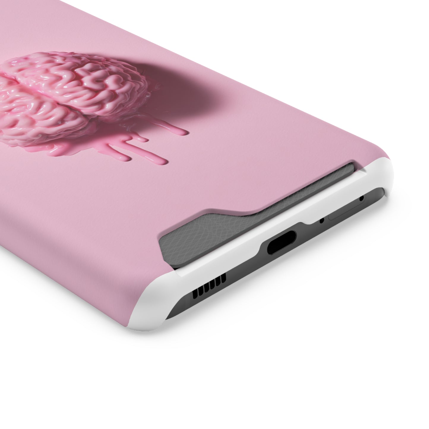 Brain Design Phone Case With Card Holder, Cute Tech Accessory, Unique Gift for Students, Stylish Phone Protection, Valentine's Day, Birthday