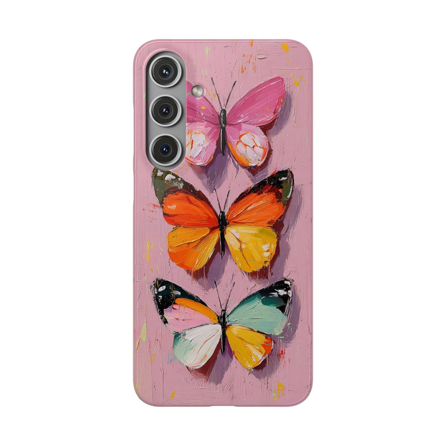 Pink Butterfly Snap Case Cover For iPhone and Samsung
