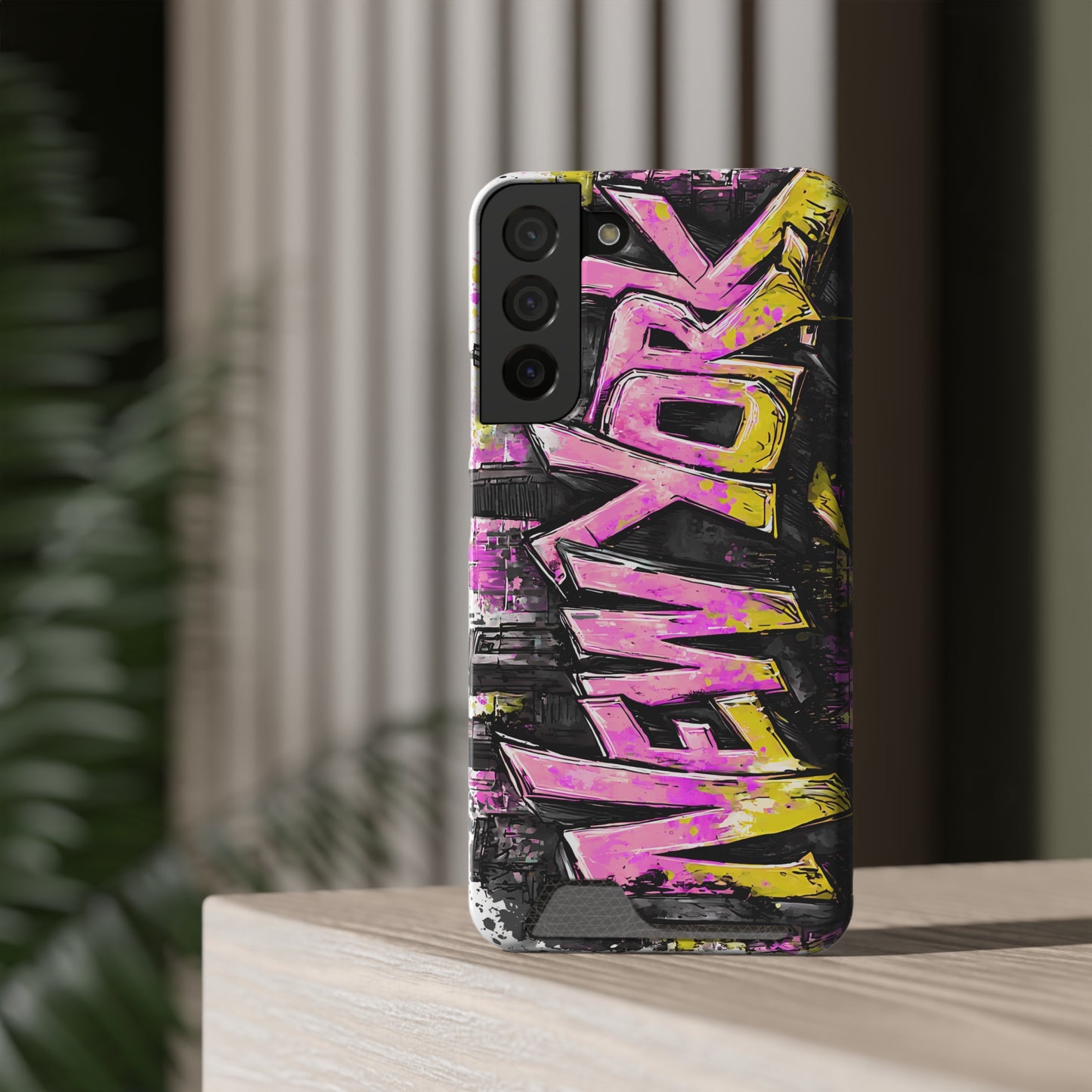 Urban Graffiti Phone Case with Card Holder, NY Street Art Phone Protection, Trendy Accessory, Gifts for City Lovers, Unique Tech Gift
