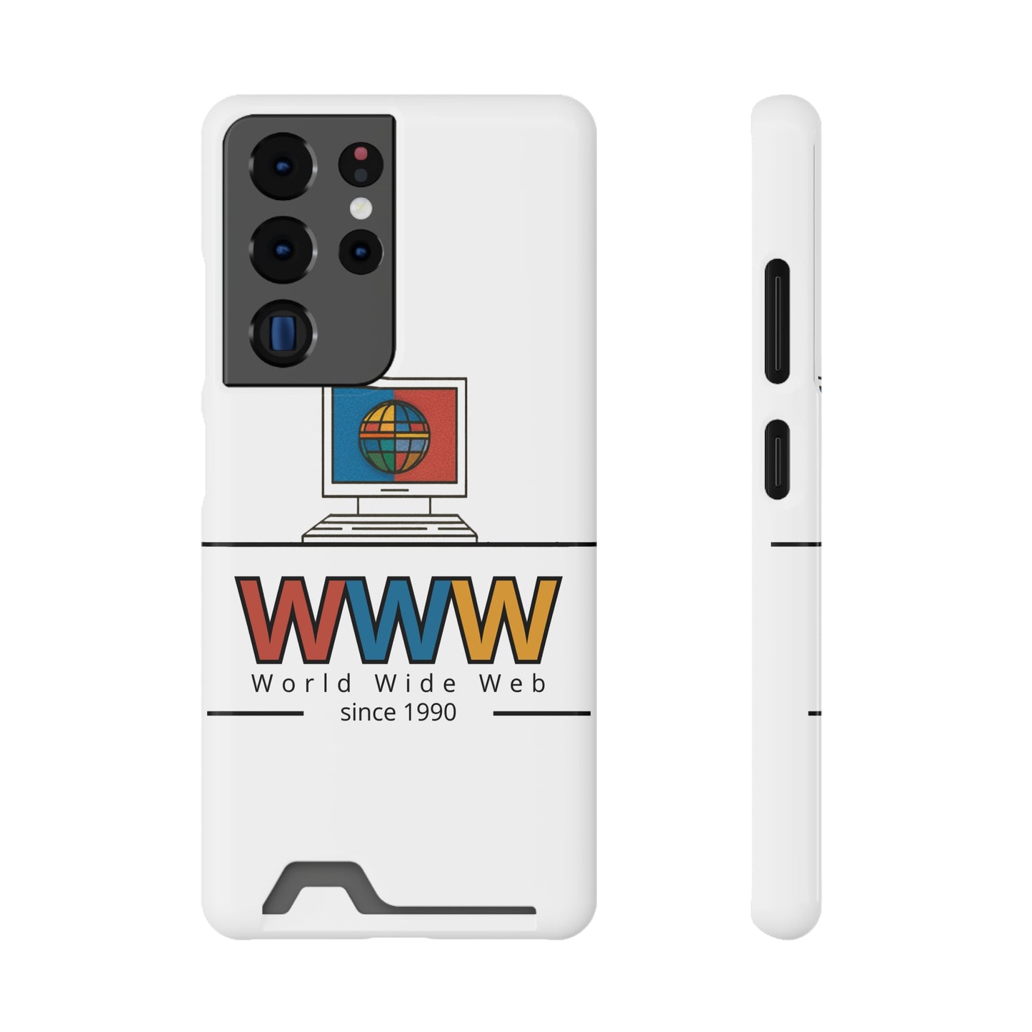 Retro Phone Case with Card Holder - World Wide Web Design, Geek Gift, Tech Accessory, Vintage Style, Personalized Phone Cover