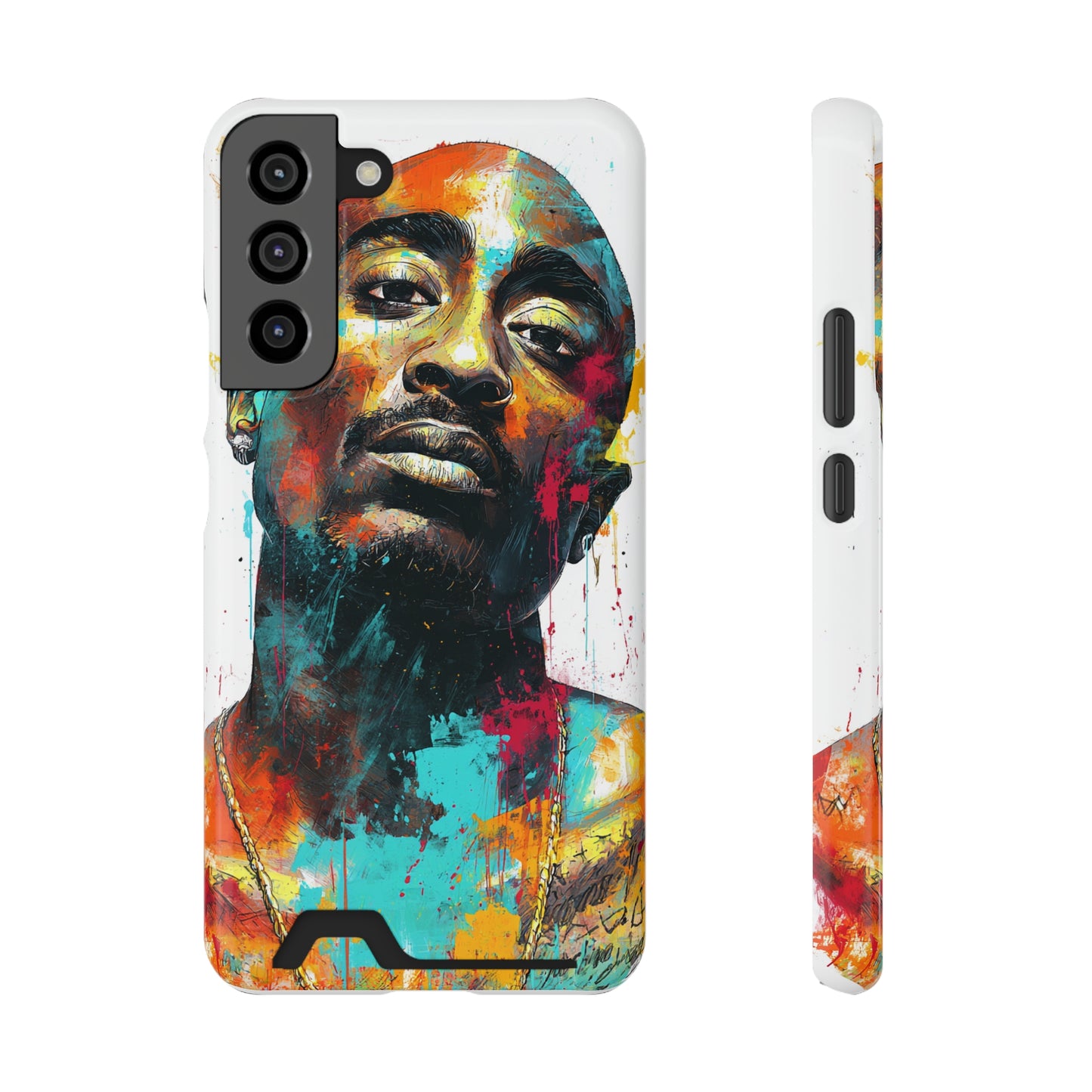 Vibrant Phone Case with Card Holder, Abstract Art Phone Cover, Stylish Smartphone Case, Unique Gift for Music Lovers, Hip-Hop Inspired Case
