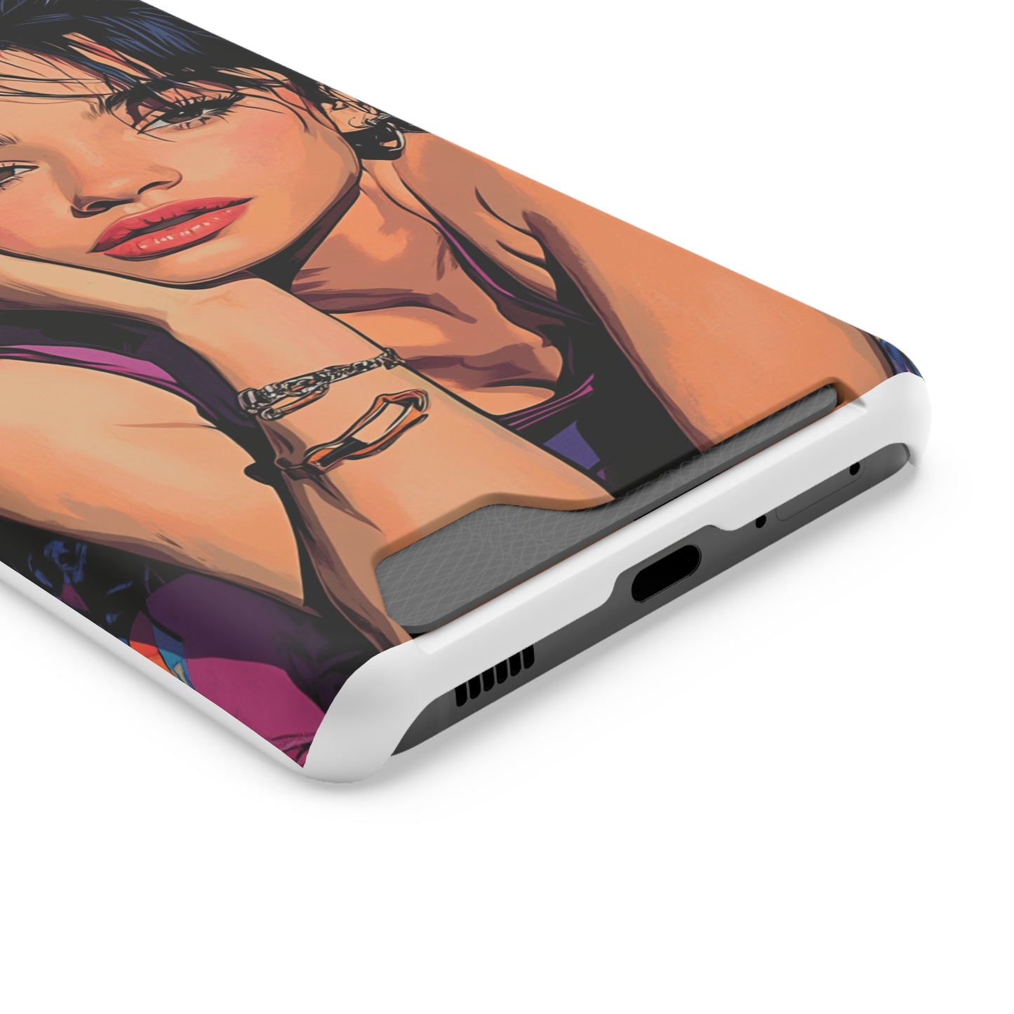 Vibrant Phone Case with Card Holder - Artistic Design for Fashion Lovers, Perfect Gift for Birthdays, Holidays, and Everyday Use