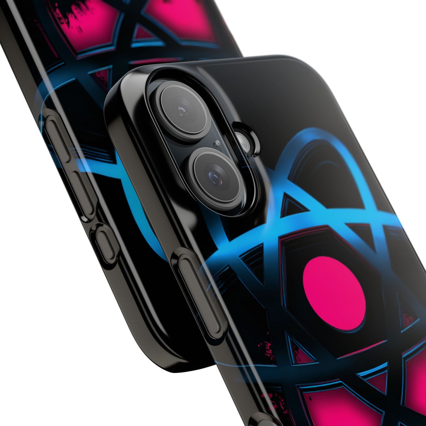 Colorful science-themed snap phone case with vibrant geek-inspired graphic design