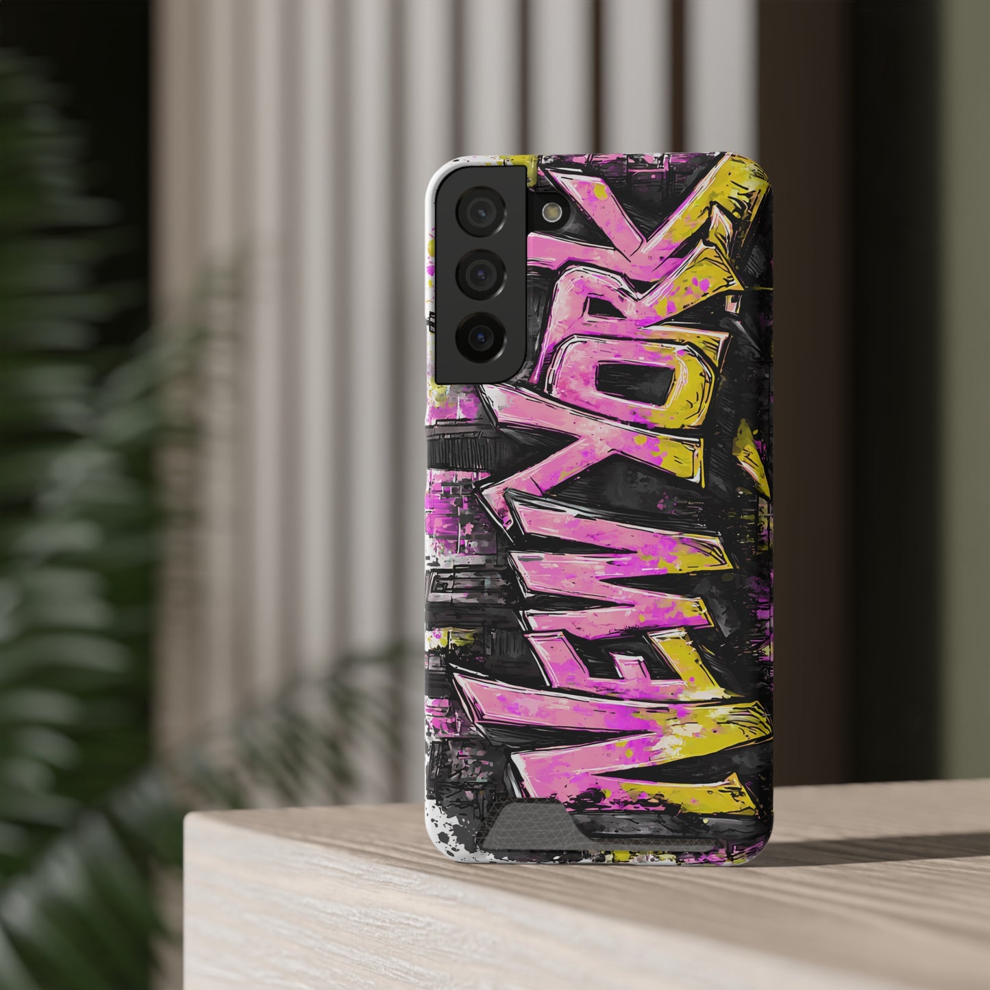 Urban Graffiti Phone Case with Card Holder, NY Street Art Phone Protection, Trendy Accessory, Gifts for City Lovers, Unique Tech Gift