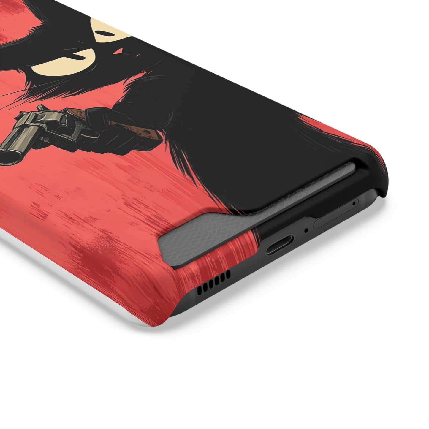 Stylish Catfather Phone Case with Card Holder - Cartoon Cat Art, Cat Lovers Gift, Functional Phone Accessory, Perfect for Any Occasion
