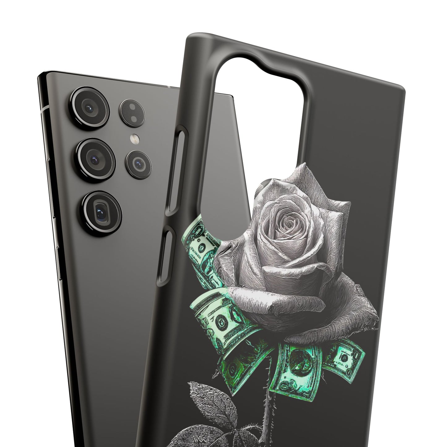 Stylish Rose & Money Snap Case - Floral Phone Protection, Trendy Gift for Him/Her, Birthday Present, Accessories for Teens