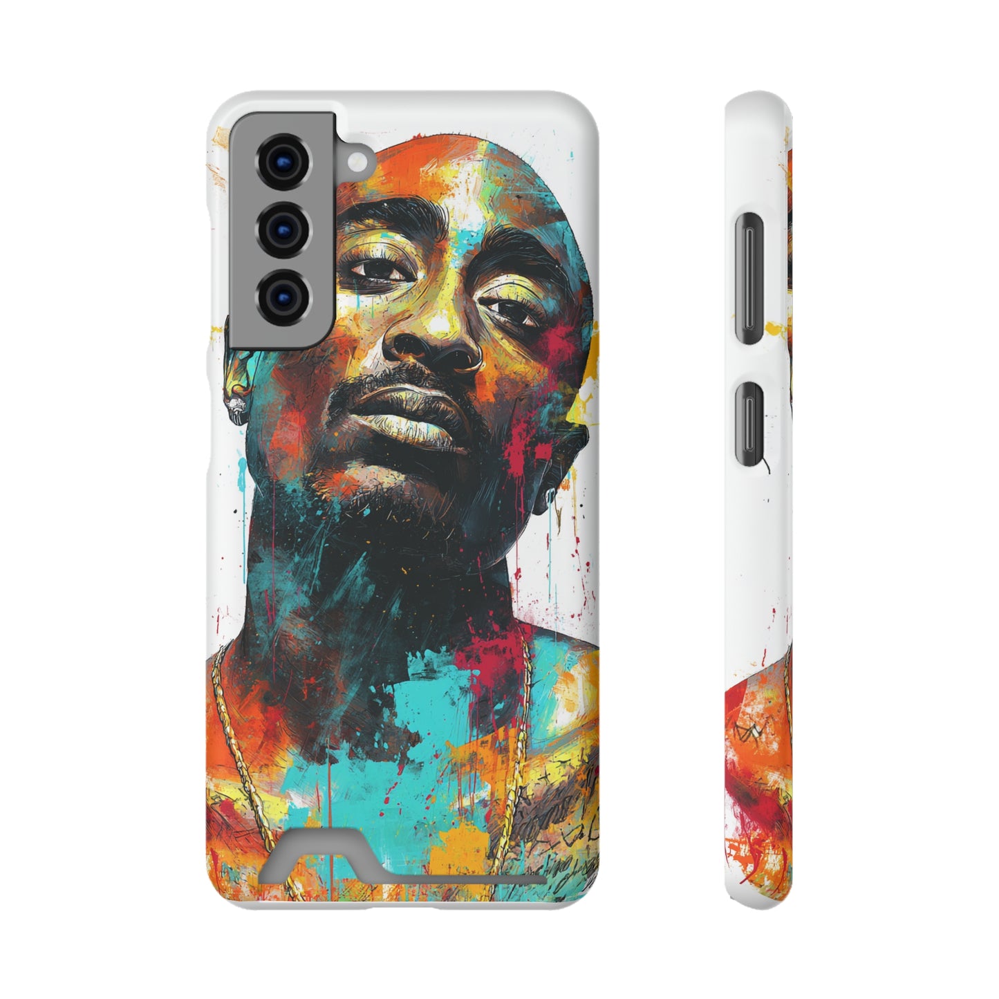 Vibrant Phone Case with Card Holder, Abstract Art Phone Cover, Stylish Smartphone Case, Unique Gift for Music Lovers, Hip-Hop Inspired Case