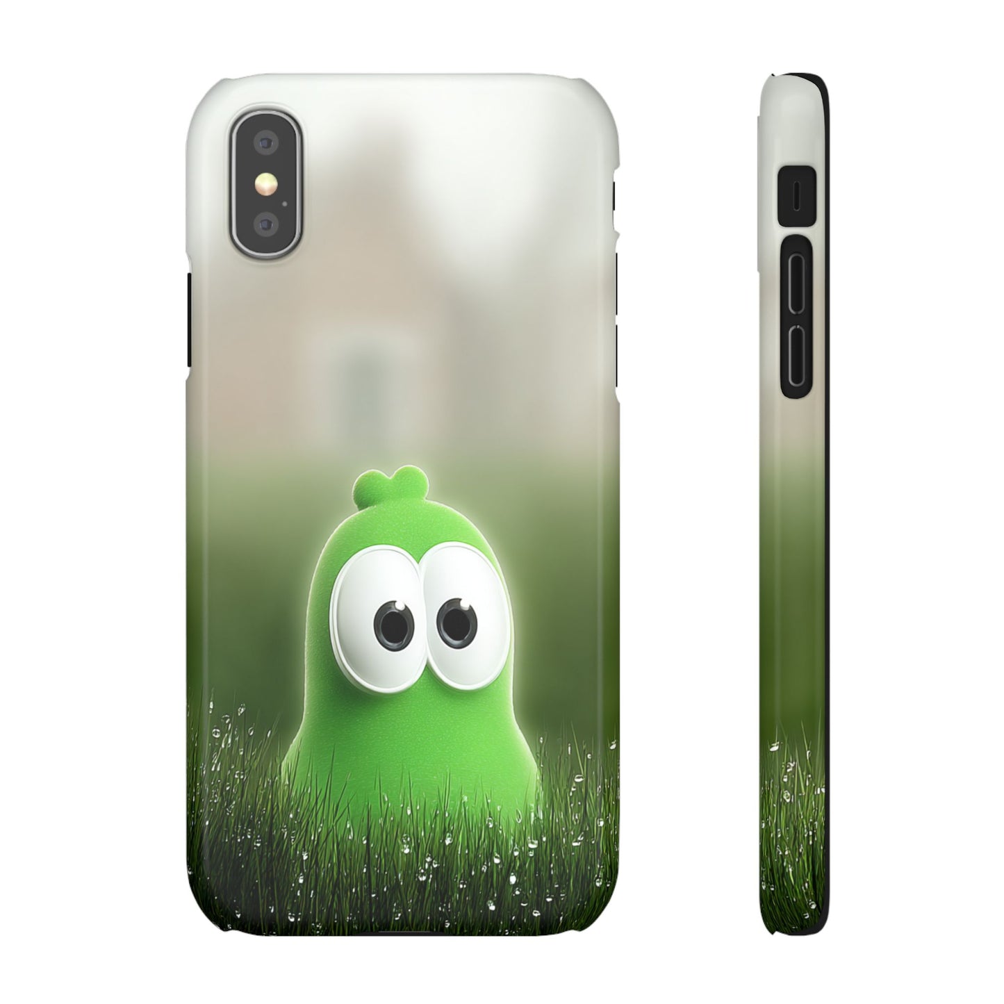 Cute Green Creature Phone Case, Snap Cases, Green Monster Phone Cover, Fun Phone Accessory, Playful Gift for Kids