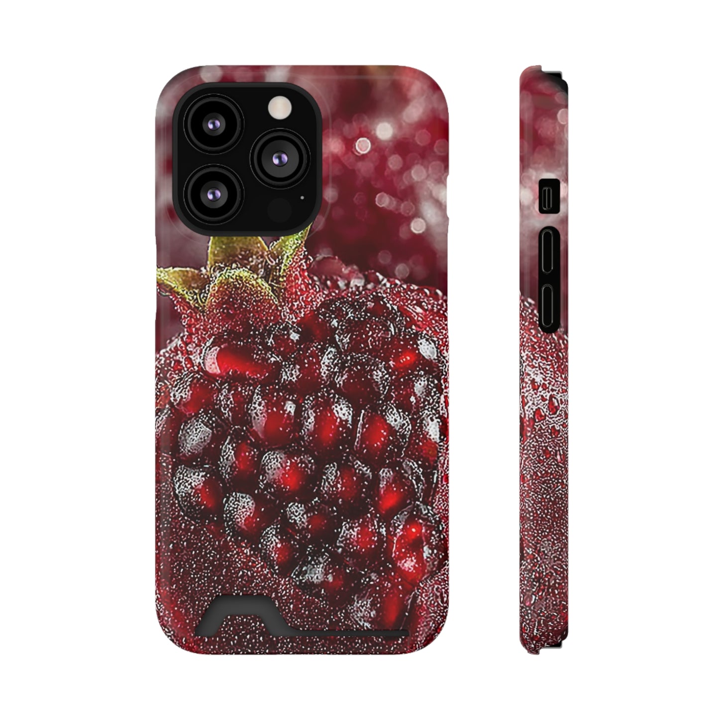 Pomegranate Phone Case with Card Holder, Durable Cover for Vegan Lovers, Fun Gift for Fruit Enthusiasts, Cute Accessory for Everyday Use