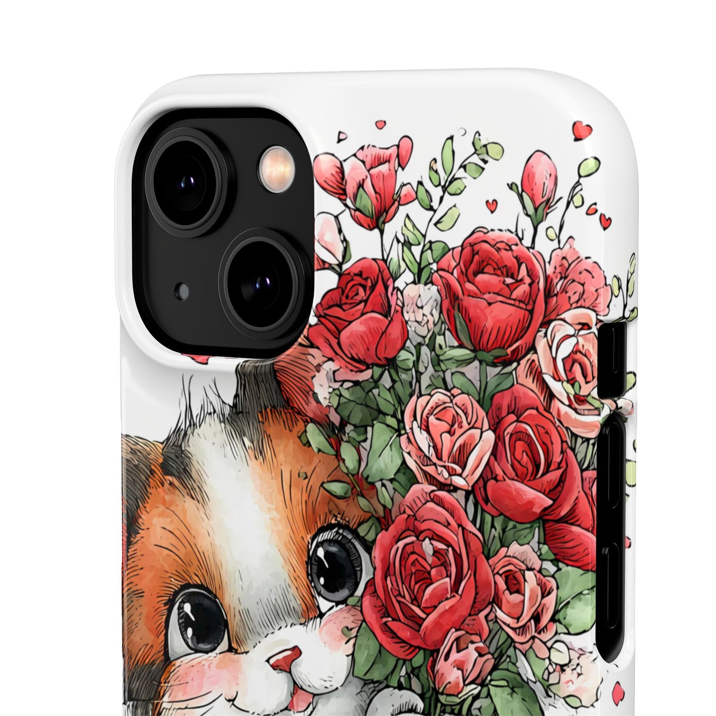 Cute Cat Snap Case with Floral Design, Pet Lovers Gift, Phone Protector for Valentine's Day, Cute Kitty Case, Animal Art Cover