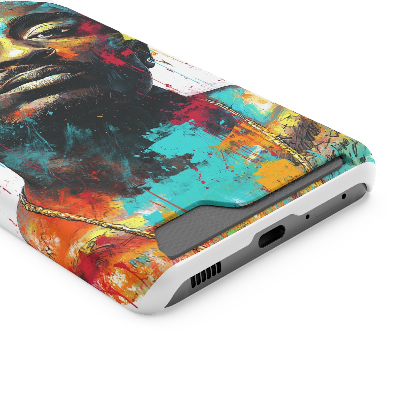 Vibrant Phone Case with Card Holder, Abstract Art Phone Cover, Stylish Smartphone Case, Unique Gift for Music Lovers, Hip-Hop Inspired Case