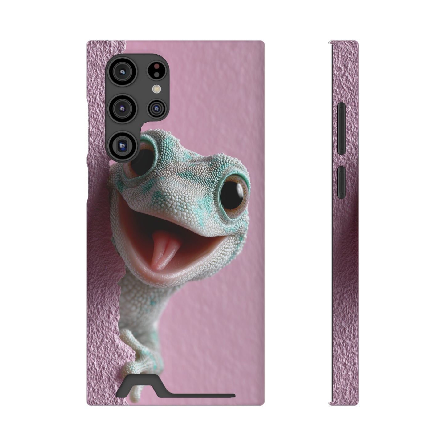 Fun Gecko Phone Case with Card Holder, Cute Cell Phone Accessory, Animal Lover Gift, Party Favor, Unique Phone Cover