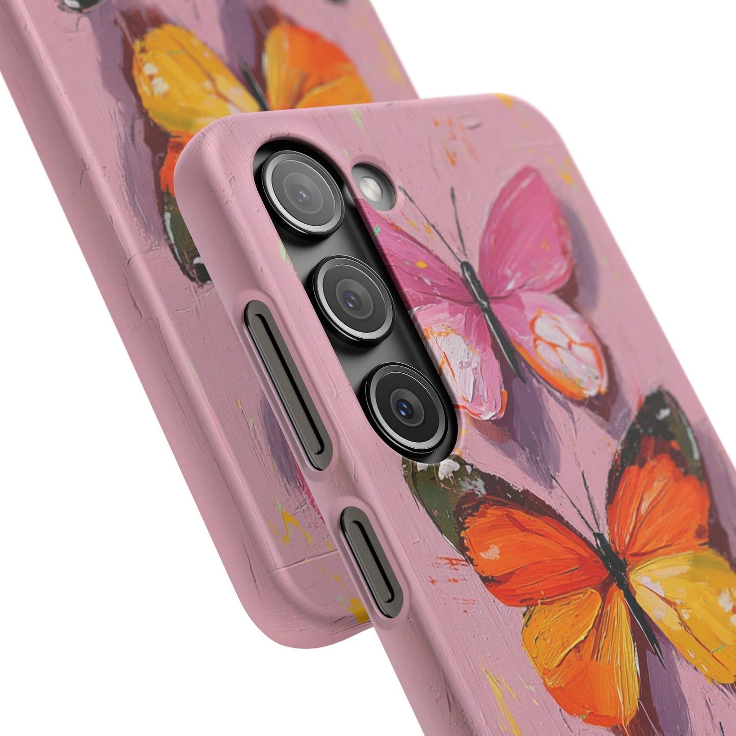 Pink Butterfly Snap Case Cover For iPhone and Samsung