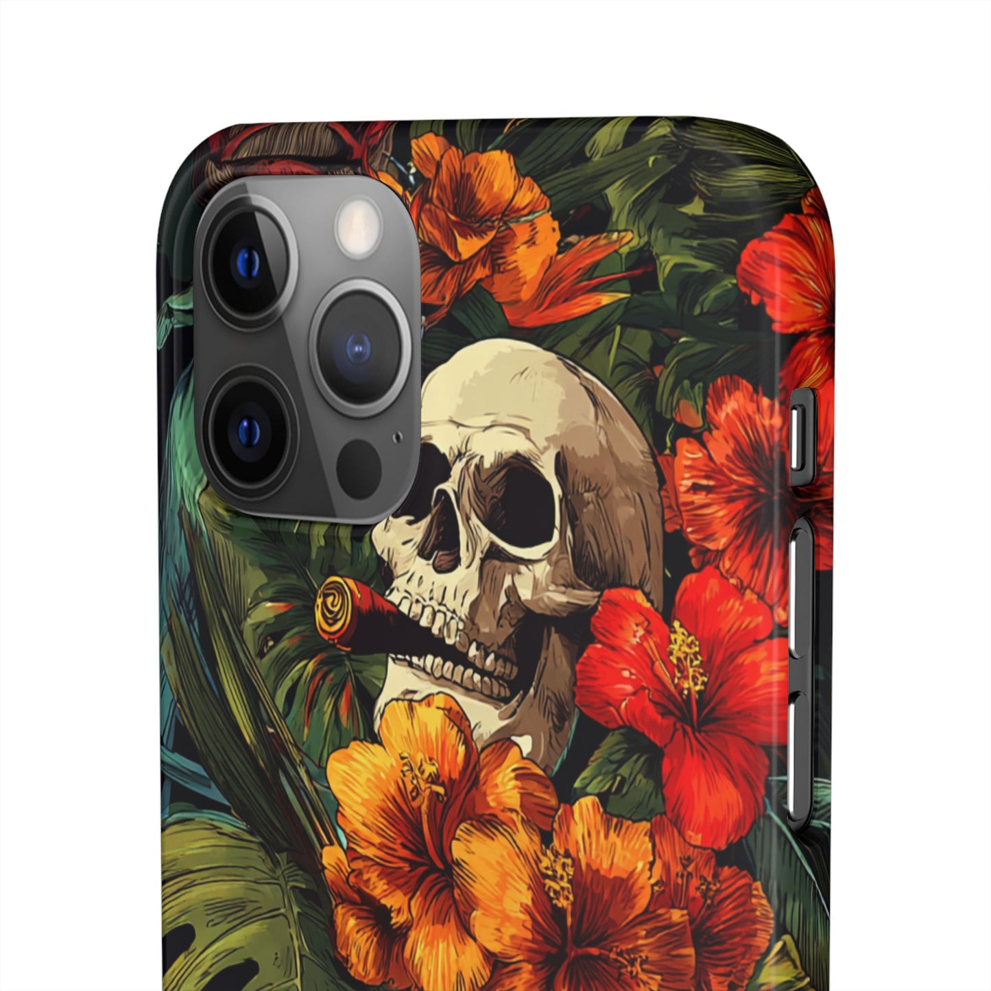 Tropical Skull Phone Case - Vibrant Floral Design, Skull Case for iPhone, Unique Tropical Art, Gift for Beach Lovers, Halloween Decor