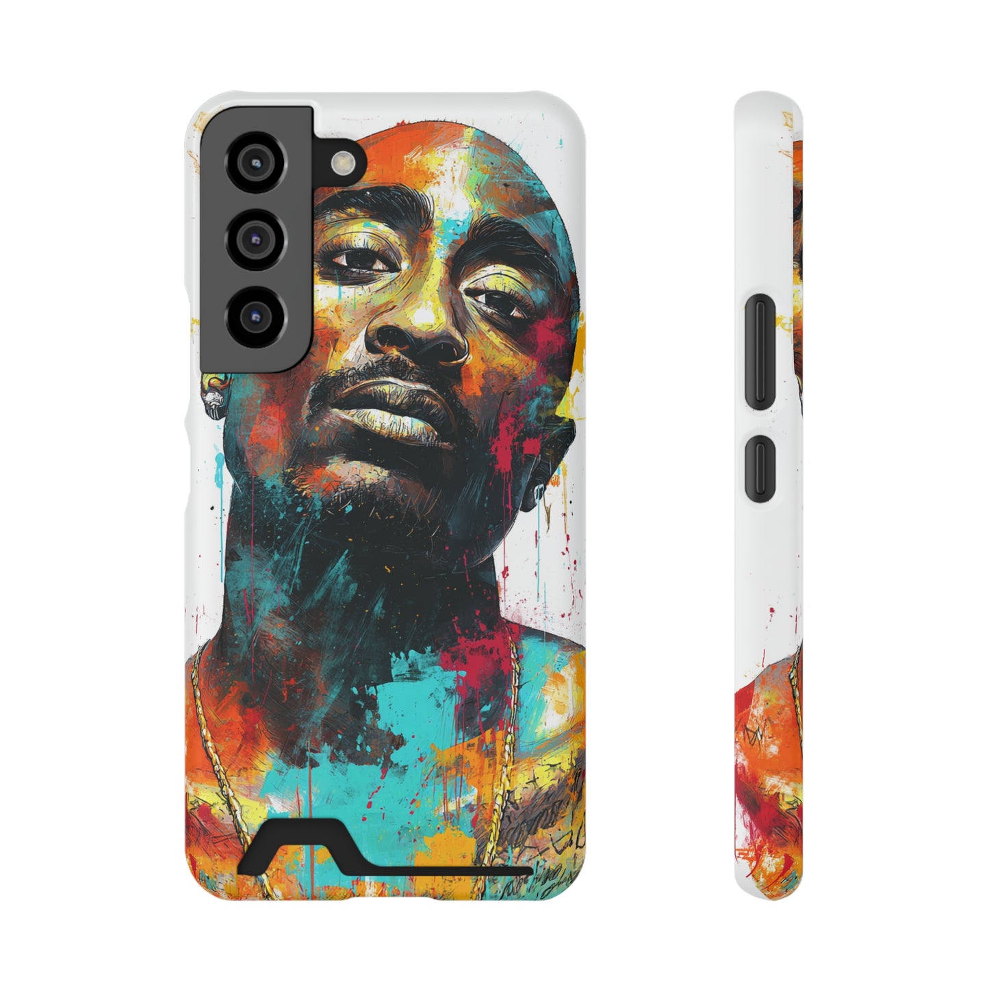 Vibrant Phone Case with Card Holder, Abstract Art Phone Cover, Stylish Smartphone Case, Unique Gift for Music Lovers, Hip-Hop Inspired Case