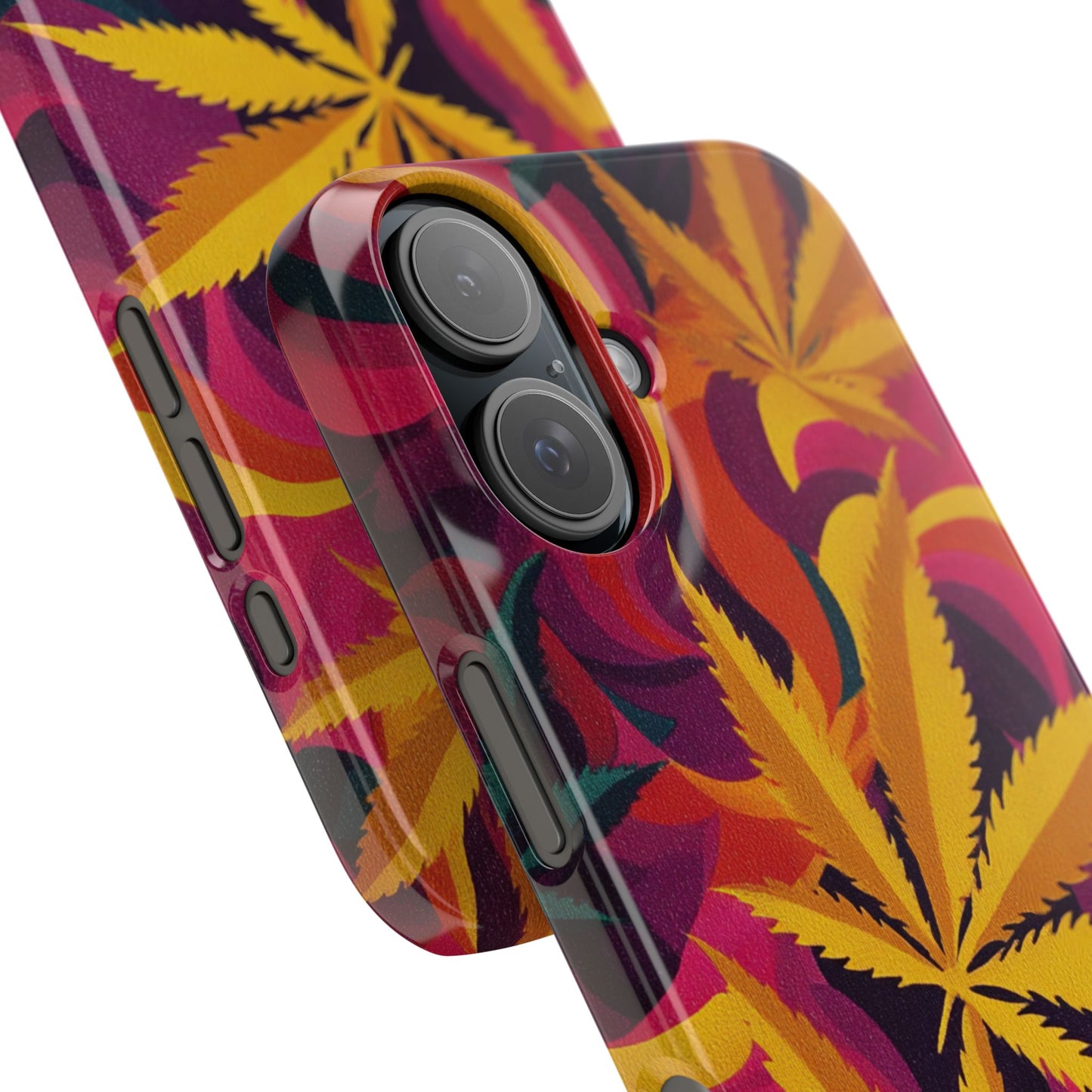 Colorful boho-style cannabis leaf autumn vibe snap phone case for iPhone and Samsung
